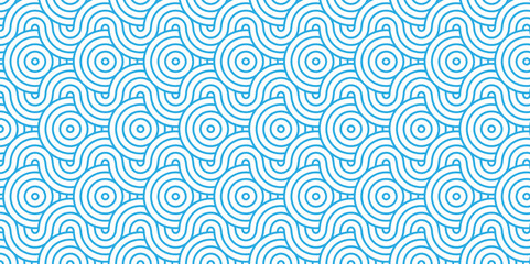 Minimal diamond vector overlapping Pattern geometric spiral and abstract circle wave line. blue color seamless tile stripe geometric create retro line backdrop white pattern background.