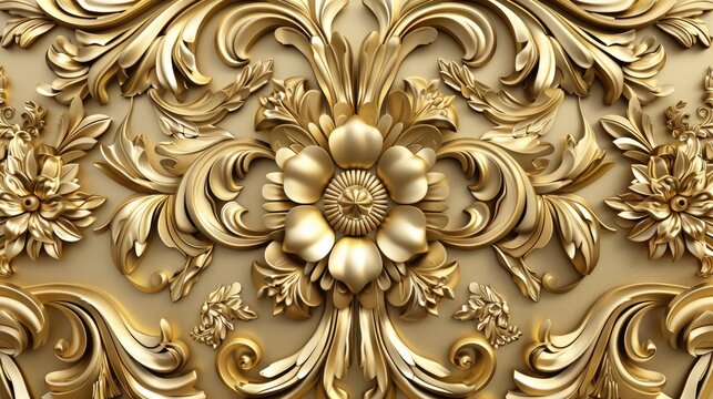 Fototapeta Stunning 3D golden floral pattern with luxurious and intricate details