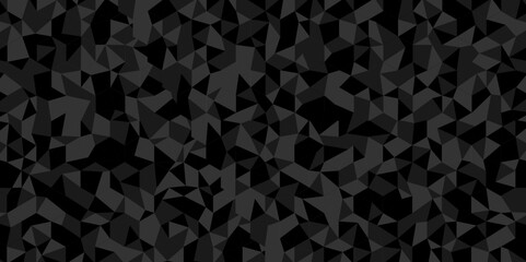 Vector geometric seamless technology black and gray triangle background. Abstract digital grid light pattern black low Polygon Mosaic triangle texture, business and corporate background.