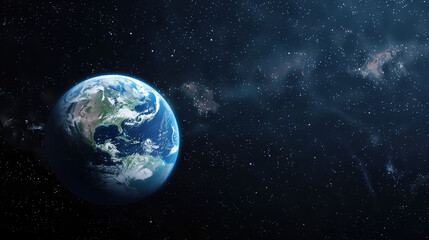 High-Definition Realistic Image of Earth in Space, Showcasing Futuristic Elements and Detailed Planetary Features, Captured with Advanced Technology for an Immersive Experience