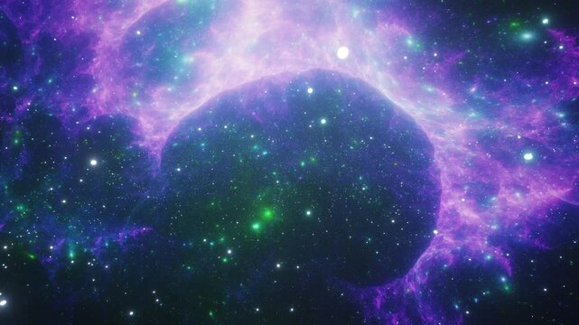 Beautiful space travelling background into  nebula and gal&oslash;axy in 4K