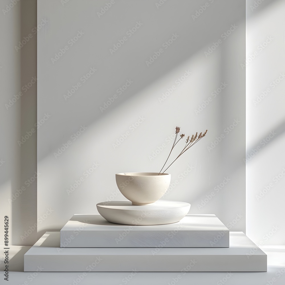 Aufkleber minimalist white background for clean product presentation with empty backdrop and flawless lighting