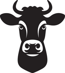 Cow head vector silhouette, Vector of cow head design, Cow silhouette design