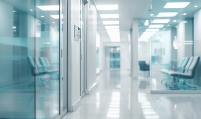 Empty modern hospital corridor