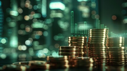 The stacks of golden coins