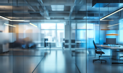 Fototapeta premium Modern office interior with glass partitions