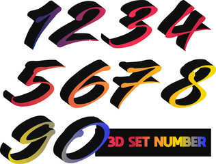 3d set numbers, 3d gradient number, set numbers