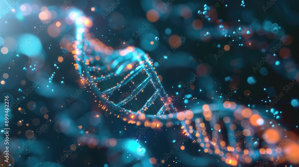 Poster abstract representation of dna with futuristic tech elements