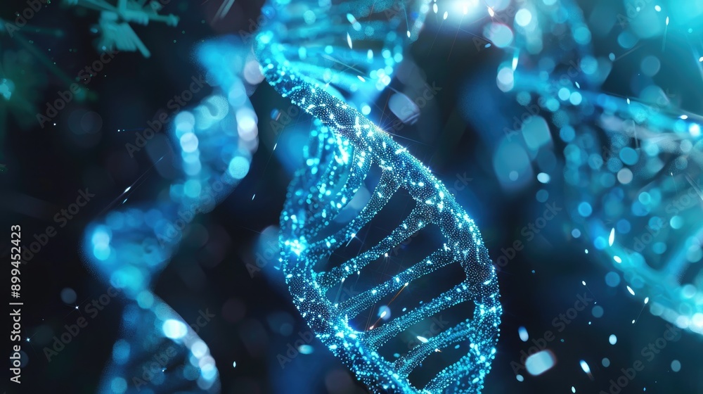 Poster abstract representation of dna with futuristic tech elements