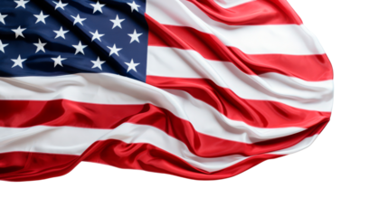 PNG American flag isolated on transparent background. Suitable for patriotic events, national holidays, and educational purposes. Ideal for businesses in retail, event planning, and education. Concept