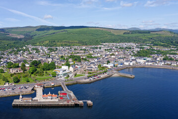 Dunoon victorian pier, derelict wooden structure and buildings
