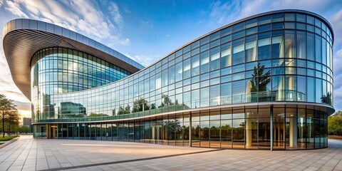 Curved facade of modern glass building, modern, architecture, exterior, curved, facade, glass, design, contemporary