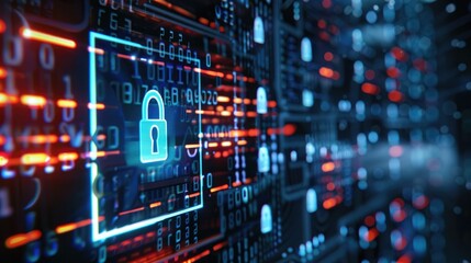 Obraz premium Close-up of a computer screen with a network security breach alert