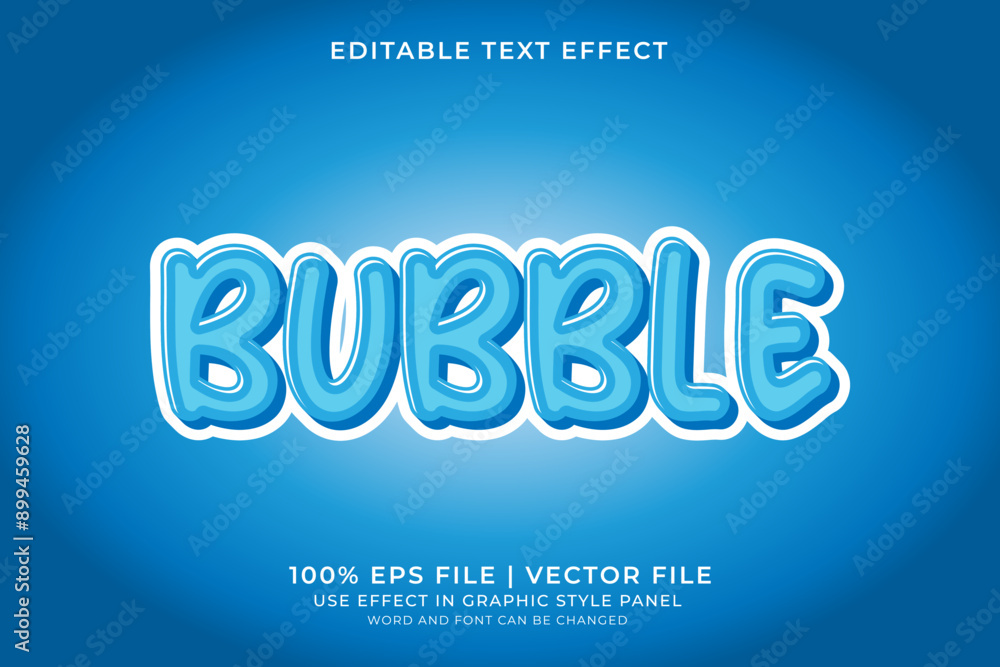 Poster 3d bubble text effect editable vector