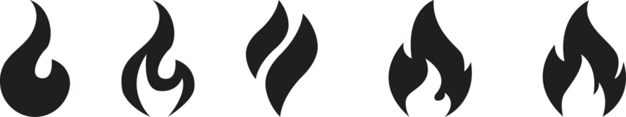 Set of fire vector icons. Fire vector icon set in black. Fire symbols set flat style. fire icon isolated on white background. Flammable sign. Fire flame symbol. Vector illustration