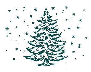 Christmas tree hand drawn illustration	
