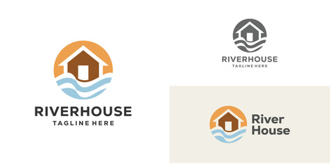 River house logo vector icon illustration