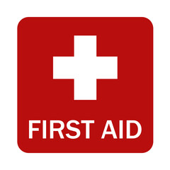 Obraz premium First Aid sign Icon symbol. Medicine Emergency sign. white cross symbol.