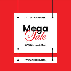  MEGA SALE discount banner promotion, E-commerce business online. 