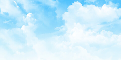 Background with clouds on blue sky. Natural blue sky image. Vector background