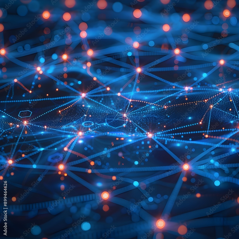 Poster interconnected digital network technology networking and communication concept for business