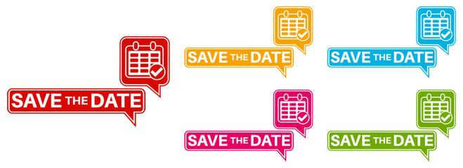 Set collections save the date colorful icon sign. date reminder labels design template Vector illustration