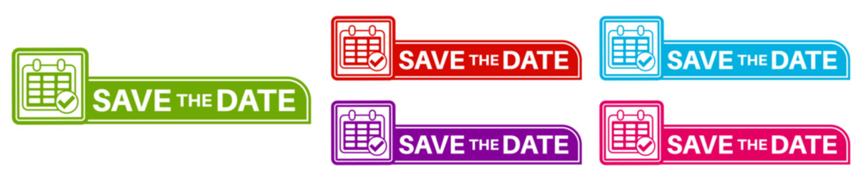 Set collections save the date colorful icon sign. date reminder labels design template Vector illustration