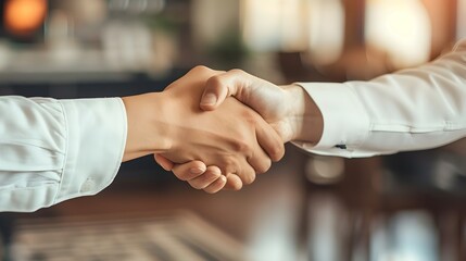 Confident Handshake in Professional Office Environment