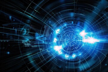 Obraz premium Fractal Realms: Dark Energy Vortex Tunnels in Digital Spacetime technology abstract background 