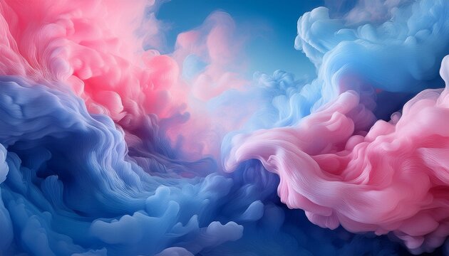 Fondo abstracto de nubes azules y rosas et&eacute;reas y de ensue&ntilde;o. Fondo m&aacute;gico de ordenador y bonito de nubes de colores