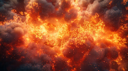 Naklejka premium Strong explosion, burning flame, power of vibrant fire 