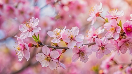 Obraz premium Beautiful close-up of delicate pink tree blossoms in full bloom, spring, nature, flowers, blooming, outdoors, petal, soft, pastel