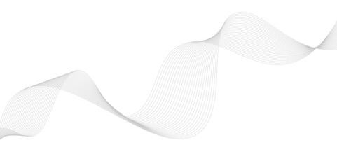 White wave curve lines banner background design. Abstract soft wave lines dynamic flowing gray light isolated background. Vector Illustration of the gray pattern of lines. Black stripes on white