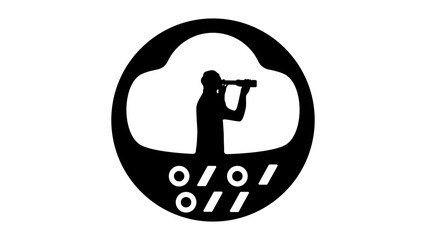 business in cloud, black isolated silhouette