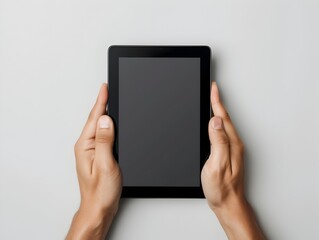 Person Using a Tablet Device on Plain White Background