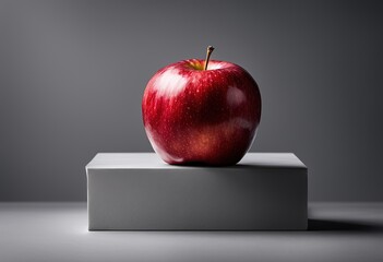 Red Apple on Gray Background
