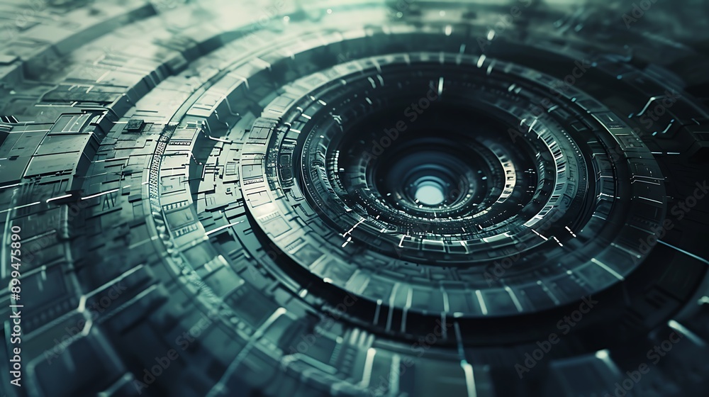 Poster abstract technology background with circular ring circuit pattern for modern future futuristic conce