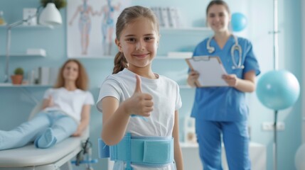 Obraz premium The girl giving thumbs-up