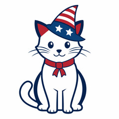 Vector Line Art of Cute American Cat - Cartoon Clipart and Illustration