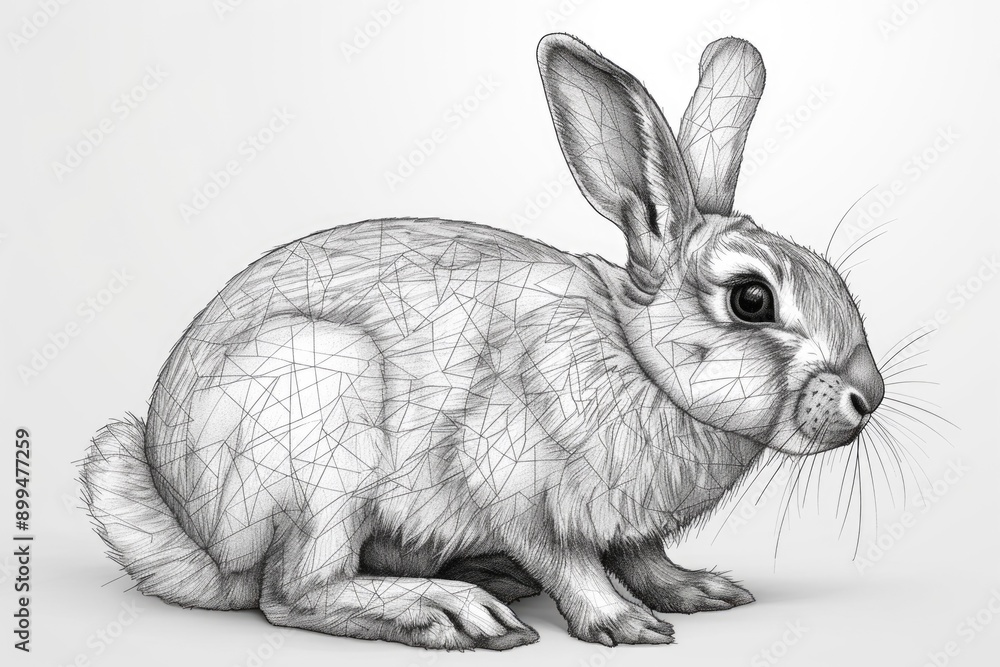 Poster continuous line drawing of rabbit in vector illustration.