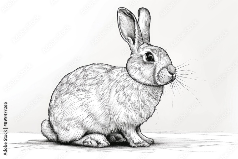 Poster continuous line drawing of rabbit in vector illustration.