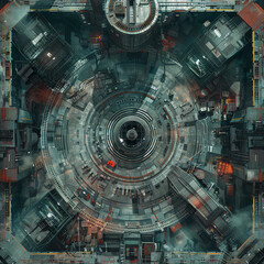 Obraz premium Post Apocalyptic Top view Battle Map for RPG ,Map for Dungeons and Dragons,DnD map, Tabletop Role-Playing Games, Adventure Game Background, Top-Down View