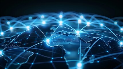 Global Network Connection with digital Connections and Data Flows Worldwide.