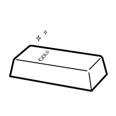 Gold ingot. Vector isolated outline drawing.  Simple illustration, isolated on white background. Design element