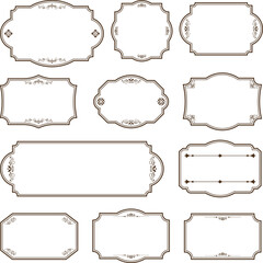 Vintage label design with monograms and frames