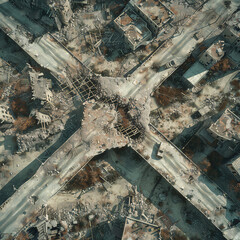 Post Apocalyptic  Top view Battle Map  for RPG ,Map for Dungeons and Dragons,DnD map, Tabletop Role-Playing Games, Adventure Game Background, Top-Down View
