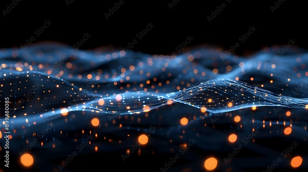 Poster abstract digital network background with glowing lines and nodes symbolizing business communication 