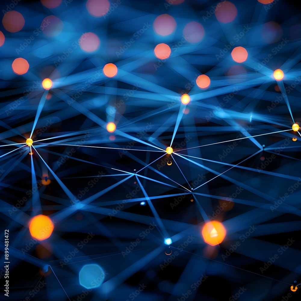Poster abstract dynamic interconnected network representing digital communication and business technology c