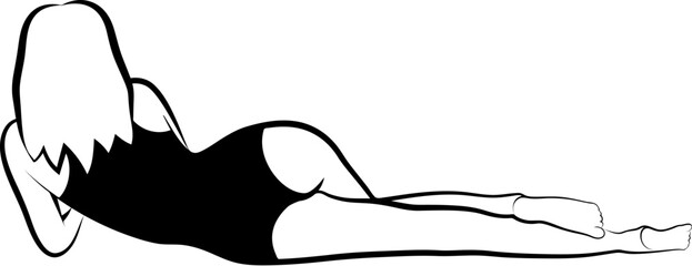 Fototapeta premium sketch of back view of lying woman 