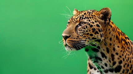 Obraz premium Leopard on Green Screen Background